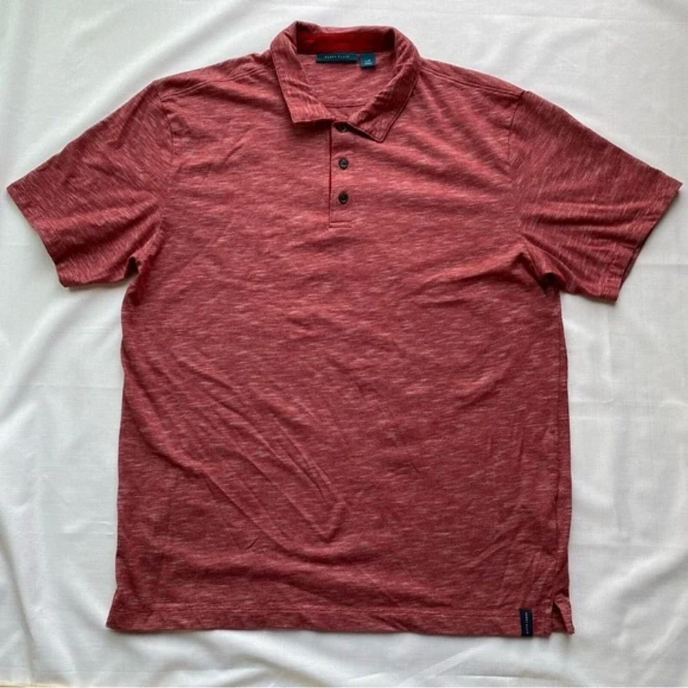 Perry Ellis Men's Short Sleeve Polo Shirt Color Heather Red Size Large - Picture 1 of 5